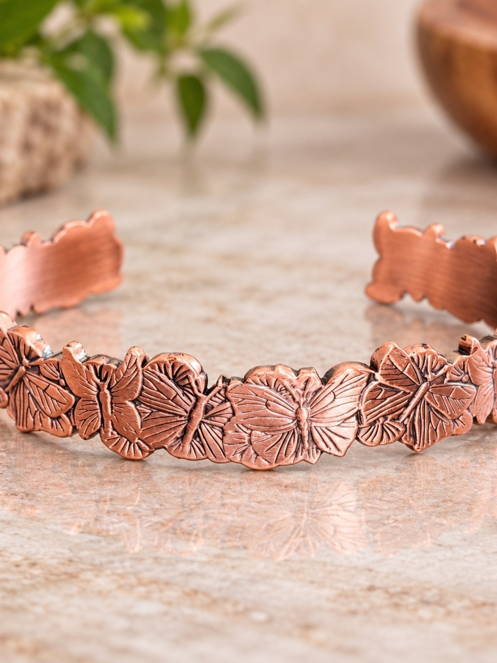 Genuine JalaStudios Pure Copper Butterfly Bracelet Adjustable Cuff 15mm